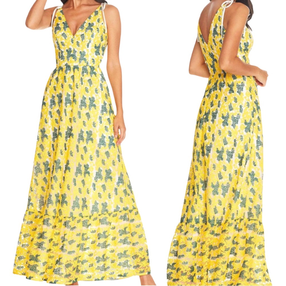 Dress the Population Sunny Bright Summery Maxi Dress - NWOT